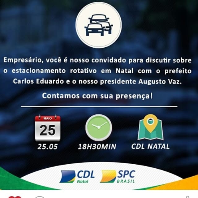 Estacionamento rotativo será discutido nesta segunda na CDL Natal