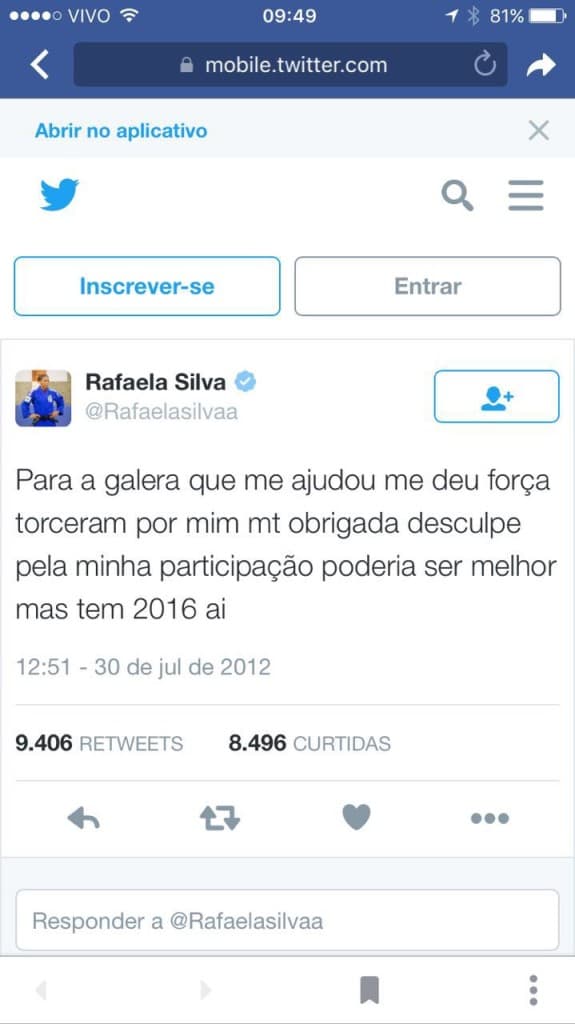 Foto: Rafaela Silva previa conquista olímpica desde 2012
