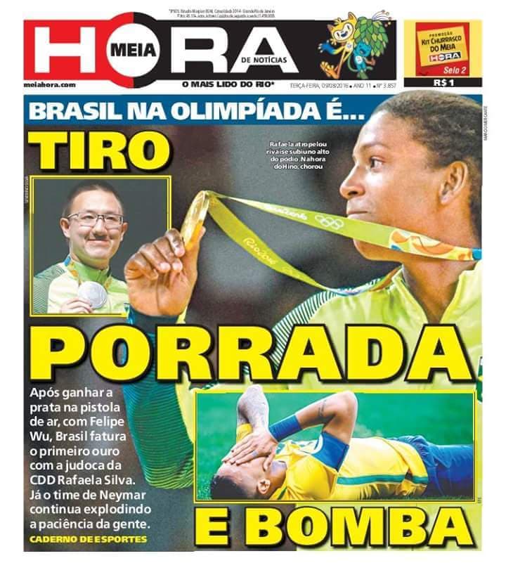 SENSACIONAL: Capa do Meia Hora reflete campanha brasileira nas Olimpíadas