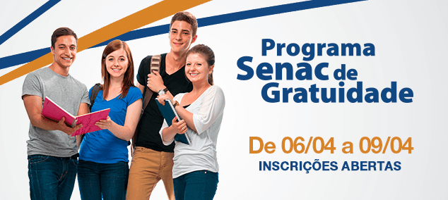 Programa Senac de Gratuidade com 32 opções em cursos; inscrições até quinta