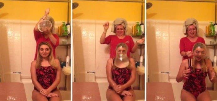 (VÍDEOS) - Intenção de promover o sexo seguro, ou mais uma modinha? Camisinha estrela o ‘desafio do balde' da vez