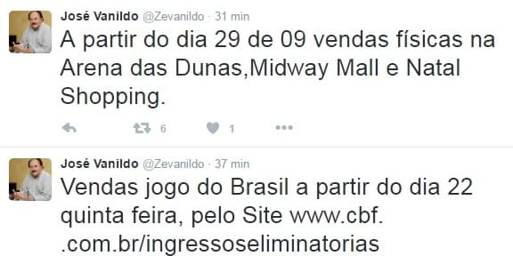 Veja preços e como comprar ingressos para Brasil e Bolívia, pelas Eliminatórias da Copa, em Natal