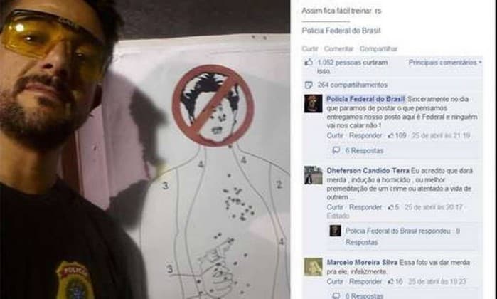 FOTO: PF define punição para agente que usou retrato de Dilma como alvo para treinar tiro