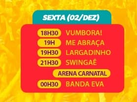 Confira programação desta sexta do Carnatal 2016
