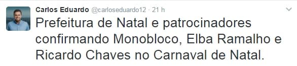 Prefeitura confirma mais três atrações para o carnaval 2017 em Natal: Elba, Monobloco e Ricardo Chaves