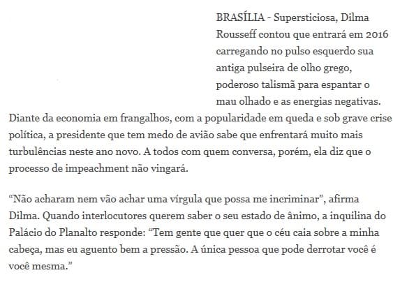 Dilma: ‘Querem que o céu caia sobre minha cabeça. Não acharam e não acharão uma vírgula que possa me incriminar'