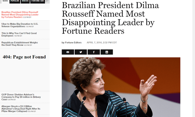 Revista "Fortune" elege Dilma como a líder global mais decepcionante de 2015