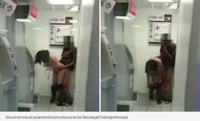 FOTO: Casal faz sexo em terminal de caixas eletrônicos e clientes têm que esperar; vídeo virou viral