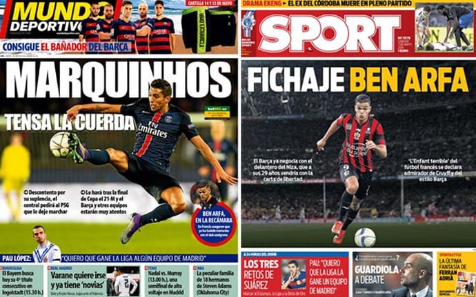 Jornais espanhóis colocam Ben Arfa  e Marquinhos perto do Barcelona
