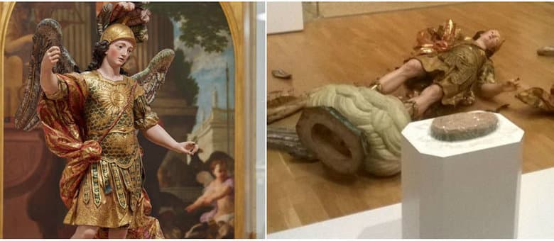 VERGONHA - (FOTO): Brasileiro derruba escultura ao tirar selfie em museu de Lisboa; obra de 300 anos ficou em pedaços