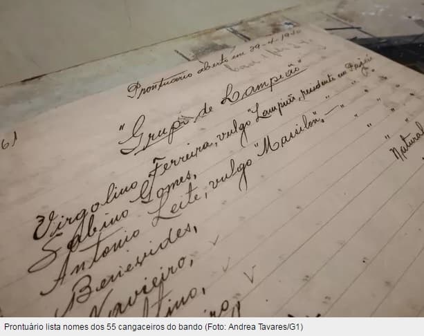 Itep acha processo contra Lampião e 54 cangaceiros, e arquivo deve virar peça de museu