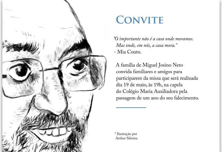 Missa de 1 ano da morte de Miguel Josino é nesta terça