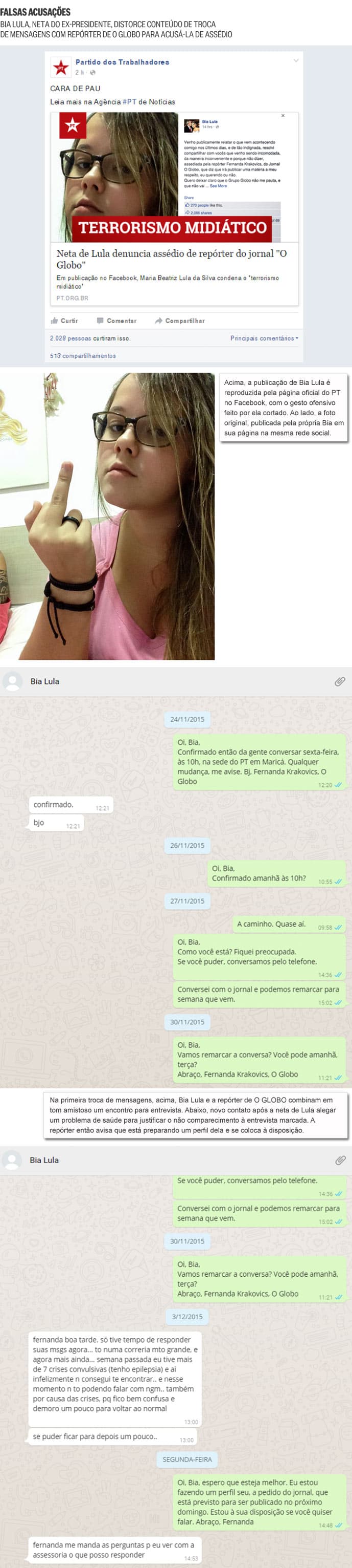 FOTOS: Neta de Lula faz falsas acusações ao GLOBO em rede social