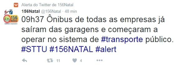 Ônibus voltam a circular em Natal