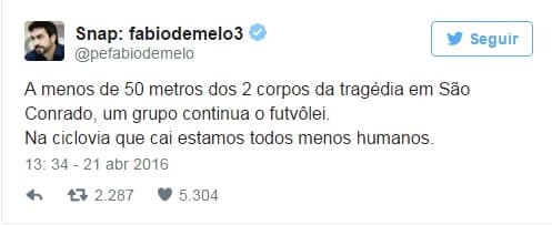 INACREDITÁVEL: Futebol ao lado de vítimas de desabamento de ciclovia no Rio choca internautas