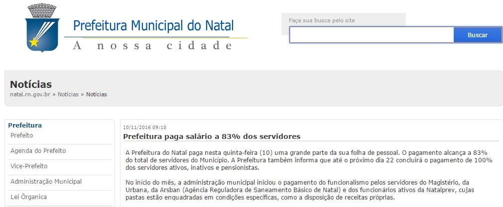PROMESSA ERA ATÉ O DIA 22: Prefeitura de Natal ainda não pagou salários de outubro de 100% dos servidores, e revolta funcionalismo