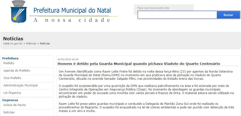 Homem é detido pela Guarda Municipal quando pichava Viaduto do Quarto Centenário