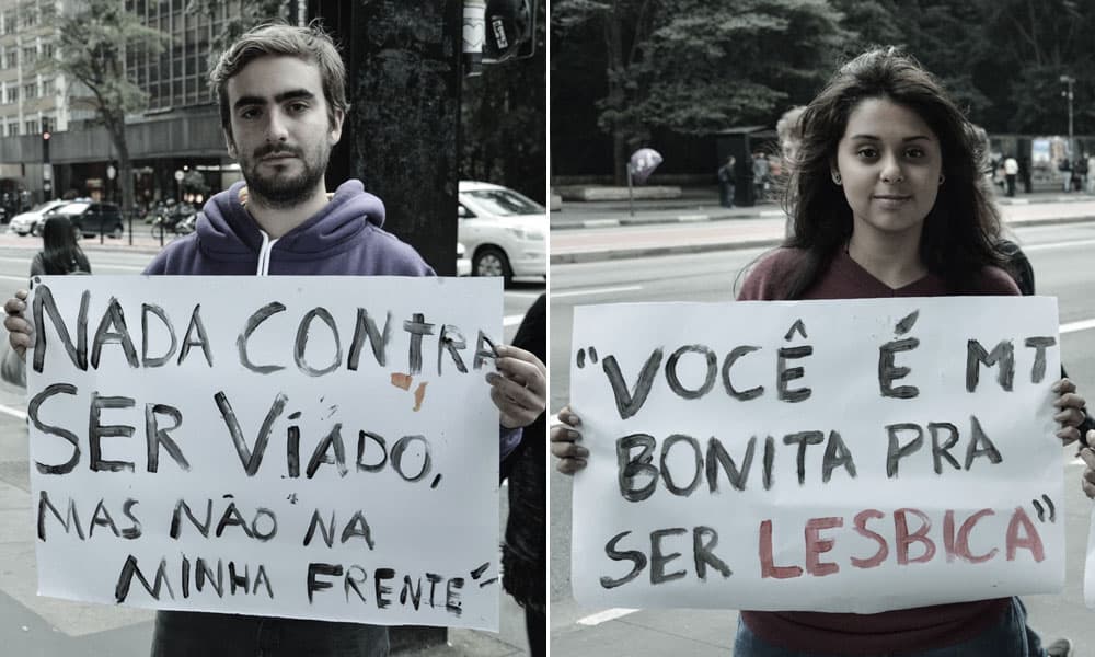 FOTOS(PARA REFLETIR): Jovens brasileiros mostram os comentários mais cruéis que já ouviram por serem homossexuais