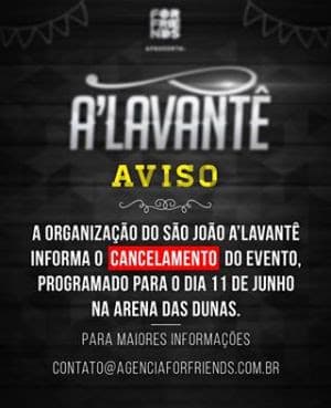 Nota de cancelamento São João A’Lavantê