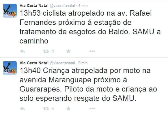 ATROPELAMENTOS EM NATAL: Criança na Zona Oeste e ciclista no Centro