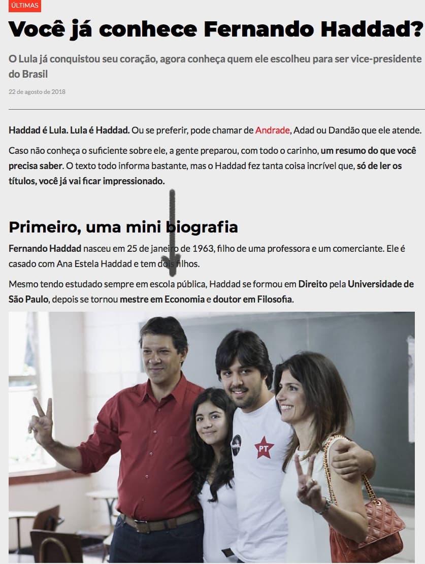 PT inclui informação falsa em perfil de Haddad