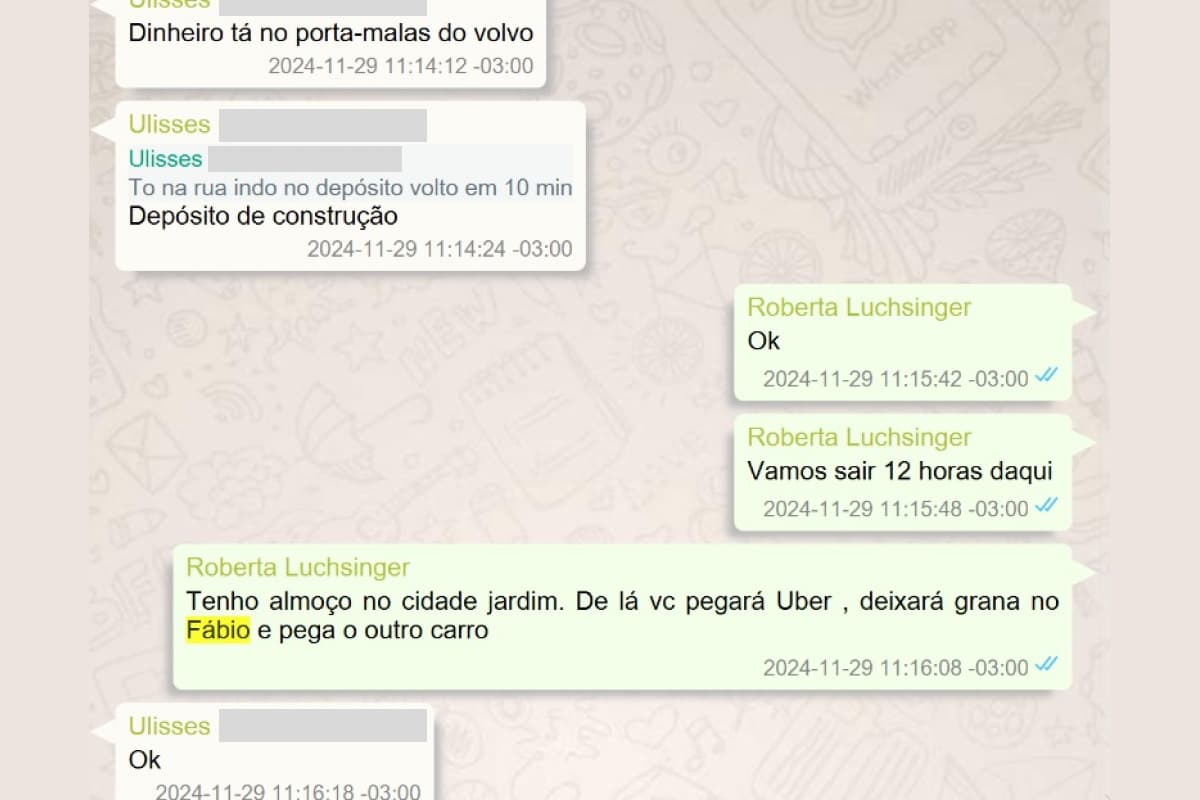 Mensagens recuperadas do celular da lobista Roberta Luchsinger apontam pagamentos dela para Lulinha: "Deixará grana no Fábio", "tem que pagar mais isso pro Fábio"