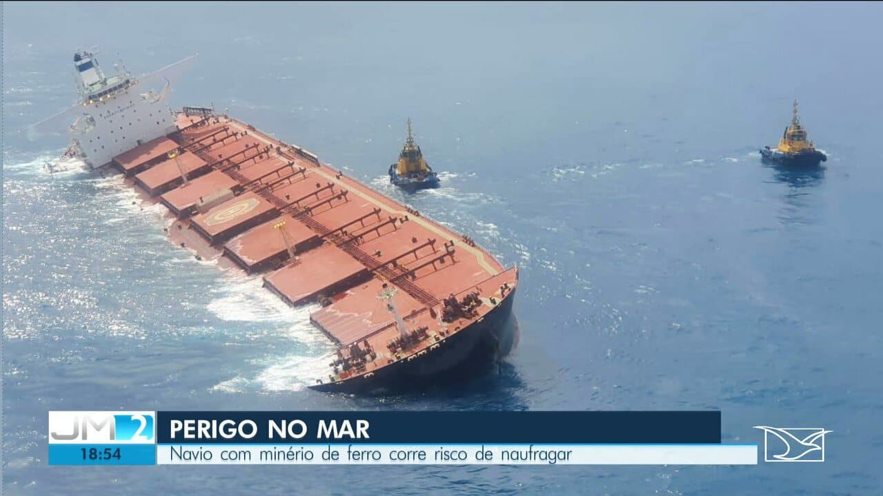 Marinha confirma vazamentos em navio da Vale que está afundando no Maranhão