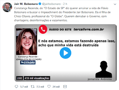 MAIS POLÊMICA SEM NECESSIDADE: Bolsonaro compartilha texto com falsa acusação a jornalista