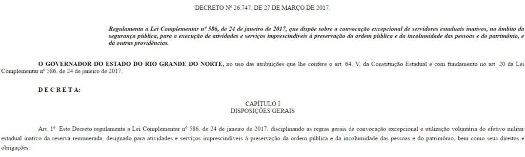 Governo do RN libera convocação de até 3.366 PMs reservistas para reforço da segurança
