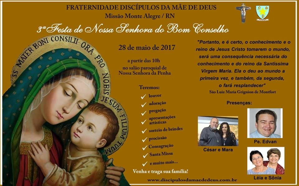3ª Festa de Nossa Senhora do Bom Conselho acontece dia 28 na Grande Natal