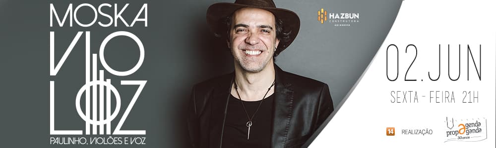 Paulinho Moska realiza show Violoz, dia 02 de junho, no Teatro Riachuelo