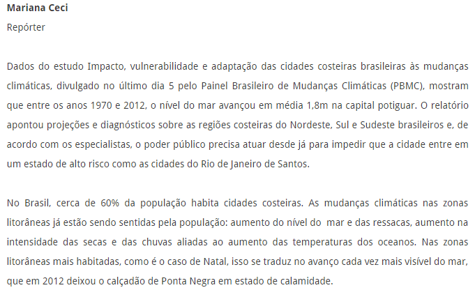 Mar avançou quase 2 metros no litoral potiguar de 1970 até 2012