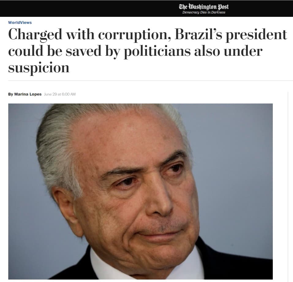 Brasil é um país onde corruptos julgam corruptos, diz ‘Washington Post’
