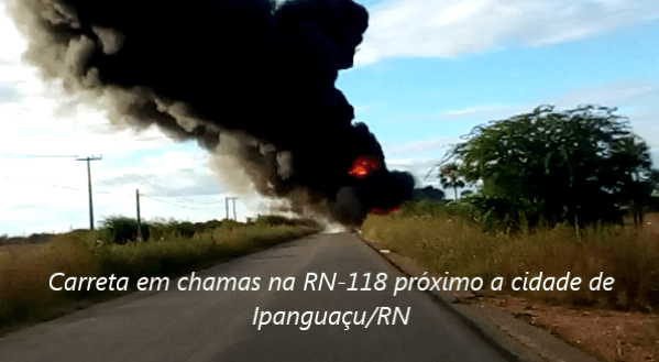 FOTO: Carreta tomba em rodovia no RN, explode e motorista morre queimado