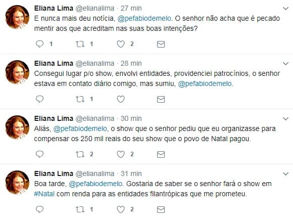 Jornalista cobra do padre Fábio de Melo a promessa de show filantrópico em Natal