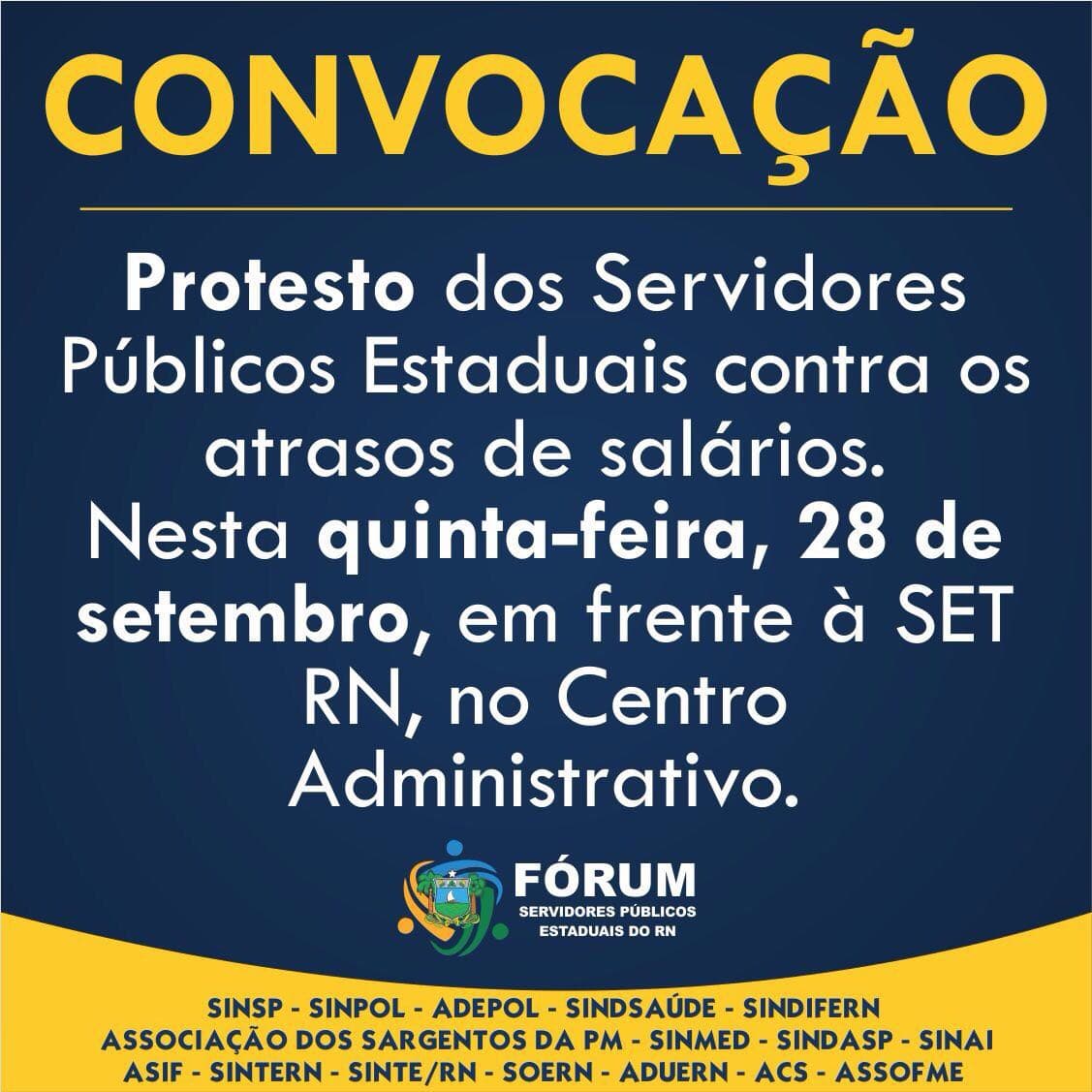 Fórum dos Servidores Públicos Estaduais convoca para ato de protesto no Centro Administrativo