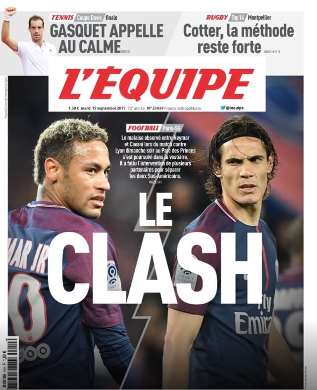 Jornal: Cavani e Neymar discutiram e foram separados por Thiago Silva