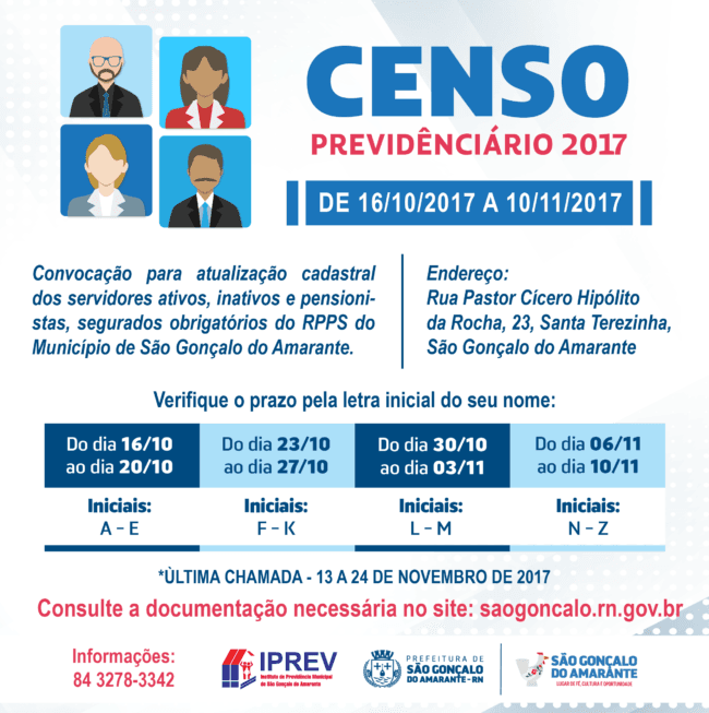 São Gonçalo realiza Censo Previdenciário a partir de segunda