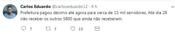 Prefeitura do Natal informa que pagará restante dos servidores que não receberam 13º até o dia 28
