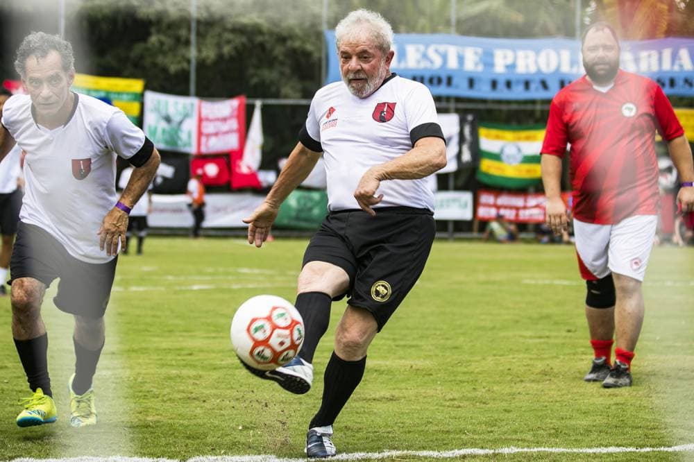 Lula recebe ajudinha do juiz e marca de pênalti em pelada do MST