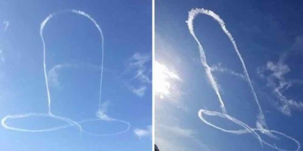 FOTOS E VÍDEO: Pilotos da marinha dos EUA são punidos após desenharem órgão genital gigante no céu