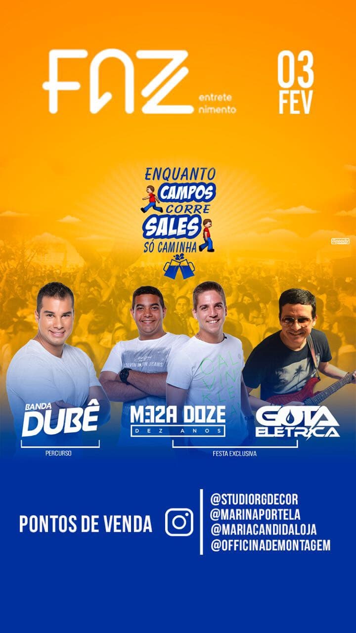 Bloco "Enquanto Campos Corre, Sales só Caminha" faz folia neste sábado