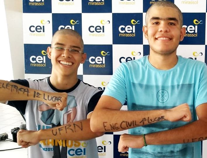 ENEM: Alunos do CEI Mirassol conquistam cinco primeiros lugares em cursos da UFRN, dois deles com médias superiores ao 1º lugar de medicina
