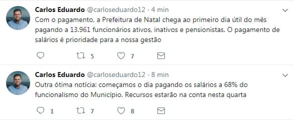 Prefeitura do Natal informa pagamento de 68% da Folha de dezembro do funcionalismo nesta quarta