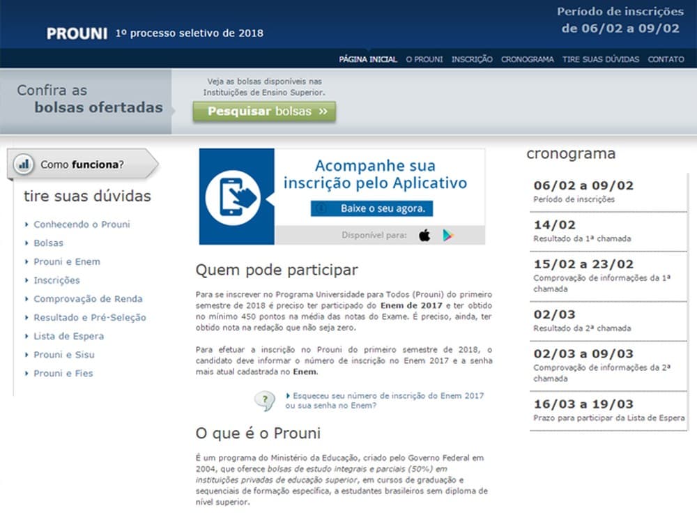 Prouni abre consulta para 242 mil vagas de bolsas de estudo parciais e integrais