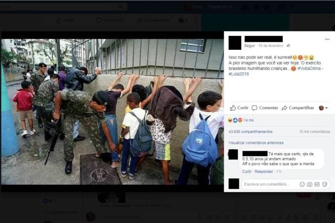 FOTO que viralizou de militares revistando crianças em escola do Rio não é atual