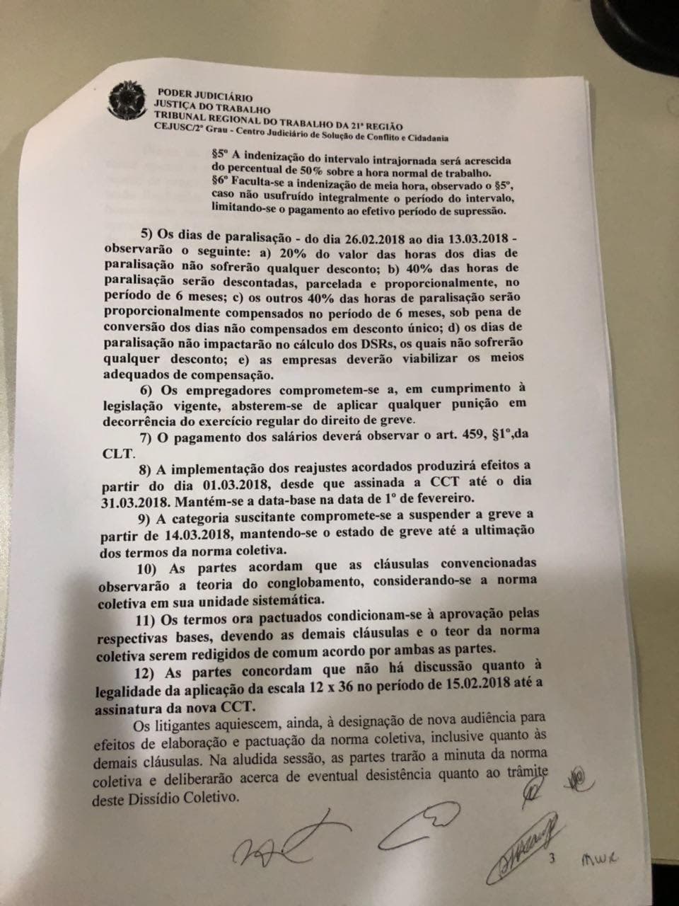 URGENTE: Vigilantes fecharam um acordo no final da tarde desta terça-feira no TRT-RN e voltam ao trabalho já nesta quarta