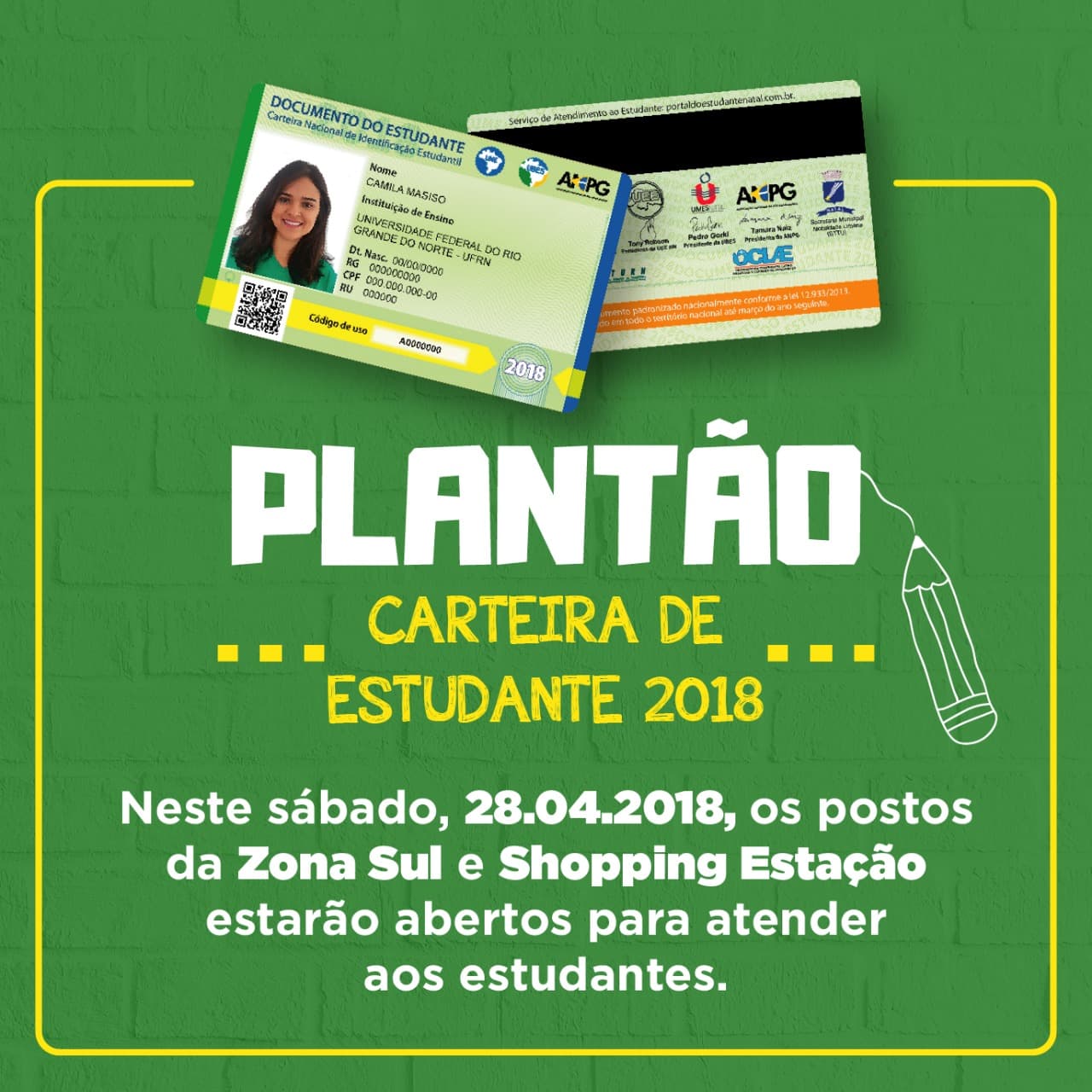 NatalCard faz plantão para carteira de estudante 2018 neste sábado