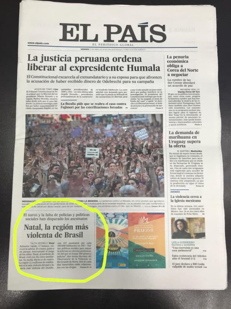 Um dos maiores jornais do mundo, ‘El País' envergonha potiguares e estampa violência de Natal em sua capa