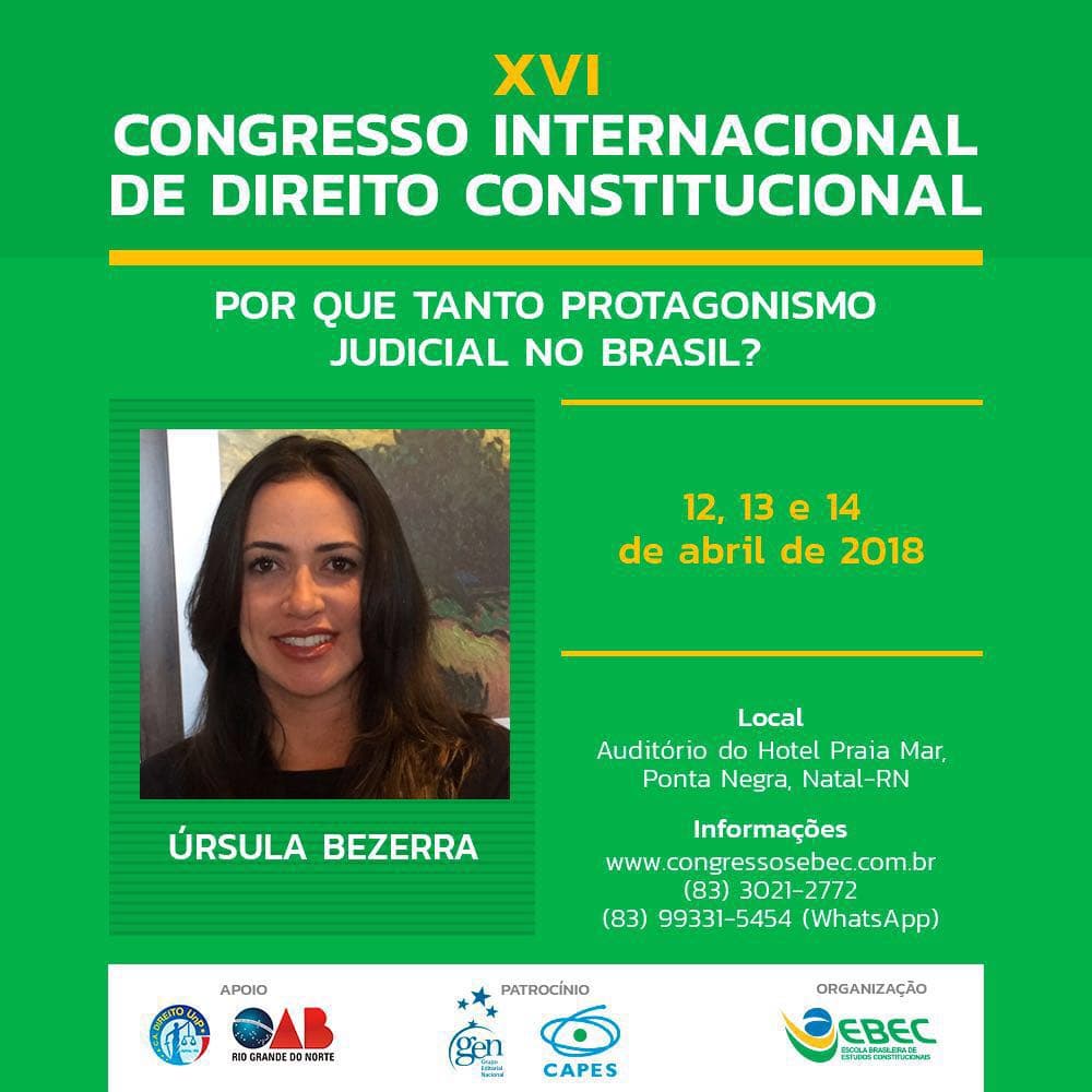 Advogada natalense palestra durante o XVI Congresso Internacional de Direito Constitucional